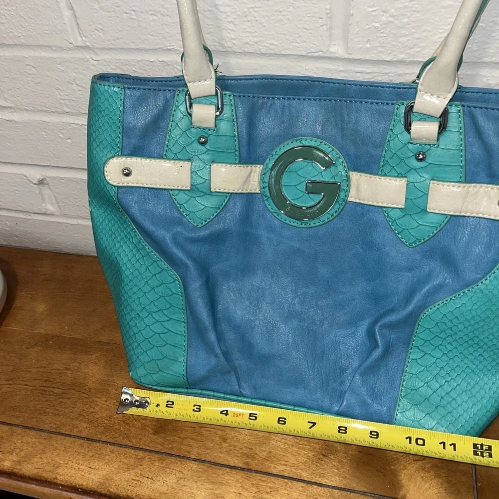 Vintage G By GUESS Blue & Teal Snakeskin G Logo Bag Purse‎ Handbag Y2K